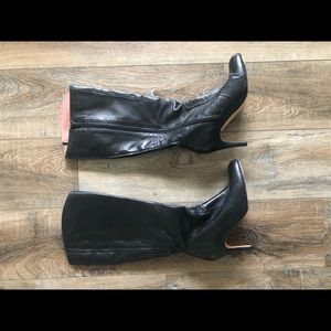 Black leather Corso Como knee high boot